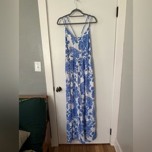 Blue Floral Dressy Romper/Jumper